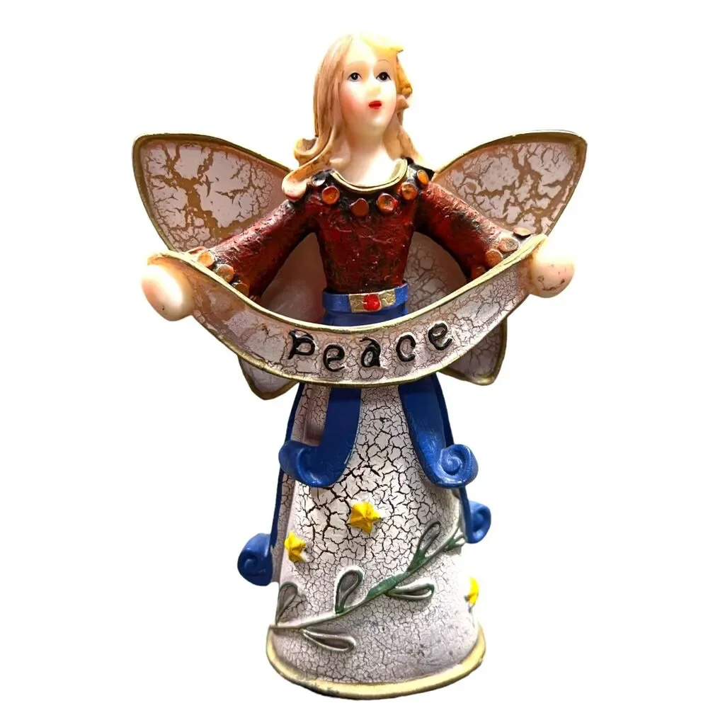 Peace Angel Statue Figurine Christmas Holiday Religious Rustic Farmhouse Style